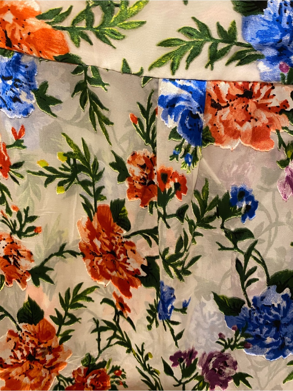 Alice + Olivia Floral V-Neck Blouse in Orange, Blue, Purple, Green, Cream - Picture 5 of 9